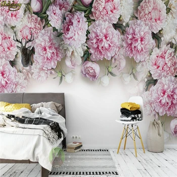 beibehang Custom photo wallpaper mural European romantic Peony TV background wall papel de parede wall papers home decor romantic mediterranean style background wall professional production mural wholesale wallpaper mural poster photo wall