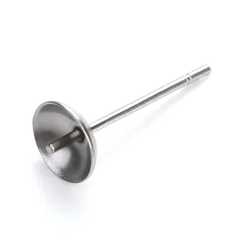 

100pcs/lot Silver Color Stainless Steel 3/4/5/6/8mm Stud Earrrings Blank Tray Base Bezel Fit DIY Earring Findings Components