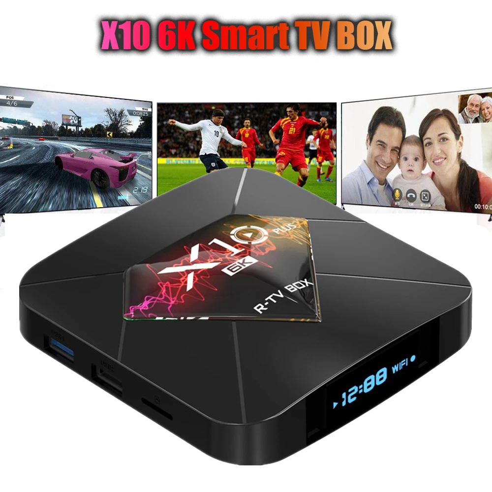 

X10 Plus Android 9.0 TV BOX 6K Smart TV Box 4 GB 64 GB Amlogic Quad Core 2.4 GHz WiFi Set Top Box 4GB 32GB Smart Media Player