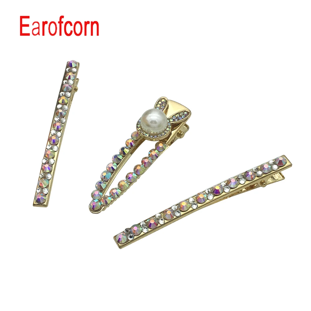 

Assembly Style Colored Rhinestones Sweet Temperament BB Clip Wild Explosion Model a Word Clip Side Clip Boutique (3 Pieces)