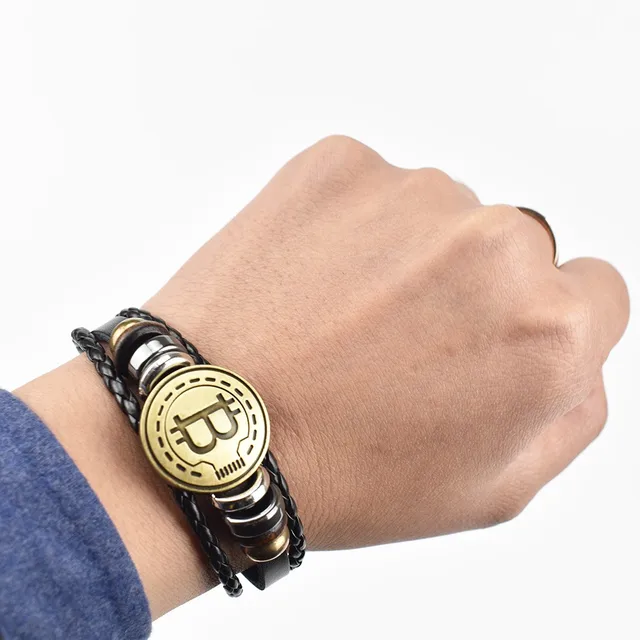 2019 New Bitcoin Bit Coin Bracelet Antique Brass Bracelets Handmade Gift Cryptocurrency Coin