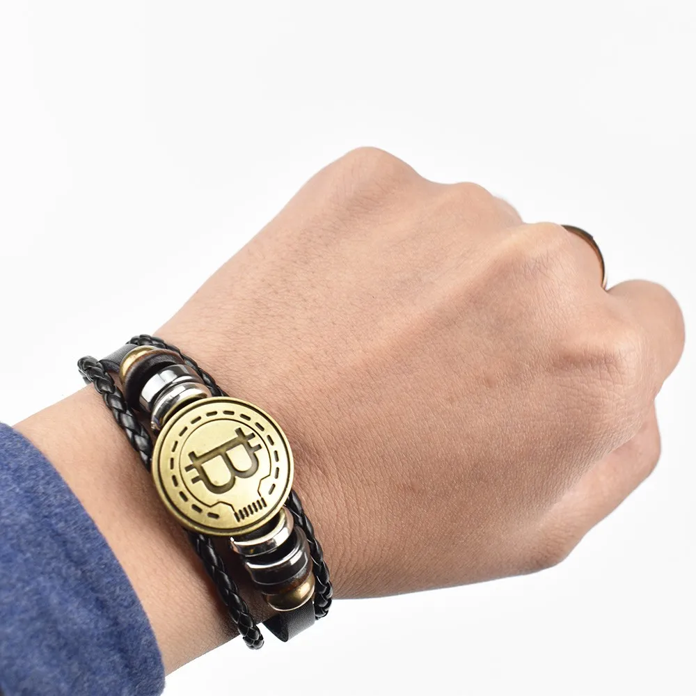 2019 New Bitcoin Bit Coin Bracelet Antique Brass Bracelets Handmade Gift Cryptocurrency Coin-in ...