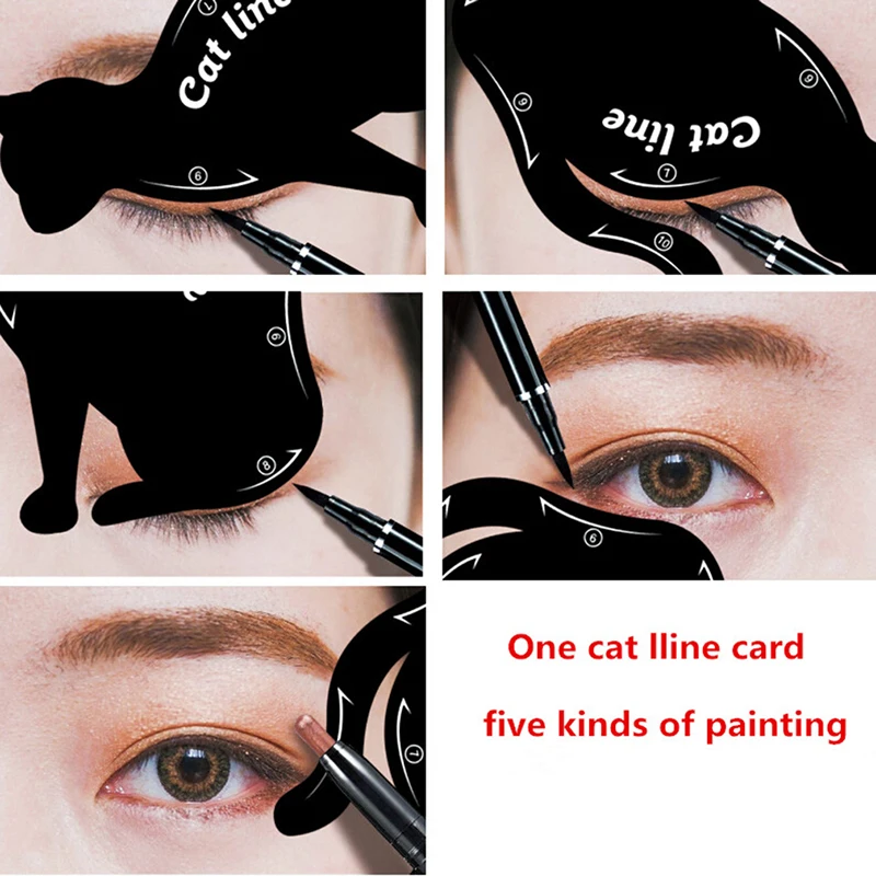 

Eyebrow Stencils Cat Eyeliner Model Stencil Kit Guide Template Maquiagem Double Wing Eye Shadow Frame Card Makeup Tool