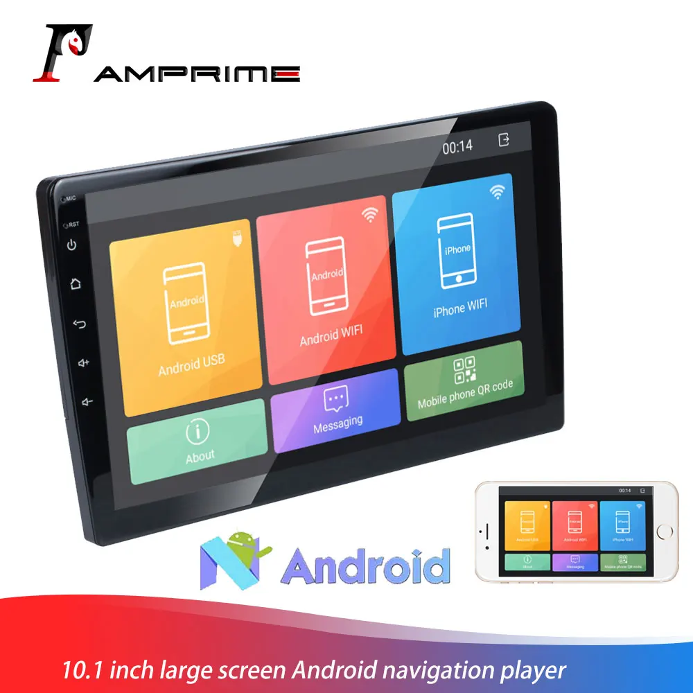 

AMPrime Car Radio 10.1'' large screen Android Navigation Multimedia Player WIFI Bluetooth Mirror link USB Autoradio DAB Radios