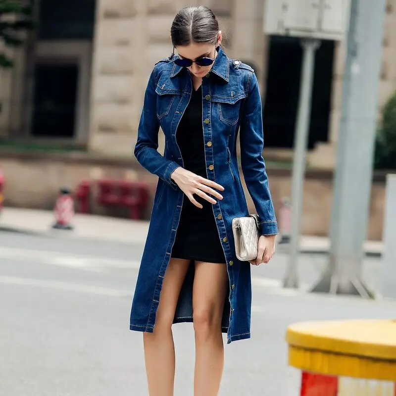 

Maxi size s-4XL feminino Spring Women Slim Denim Dress Long Sleeve Vintage Casual pencil Dress With Belt