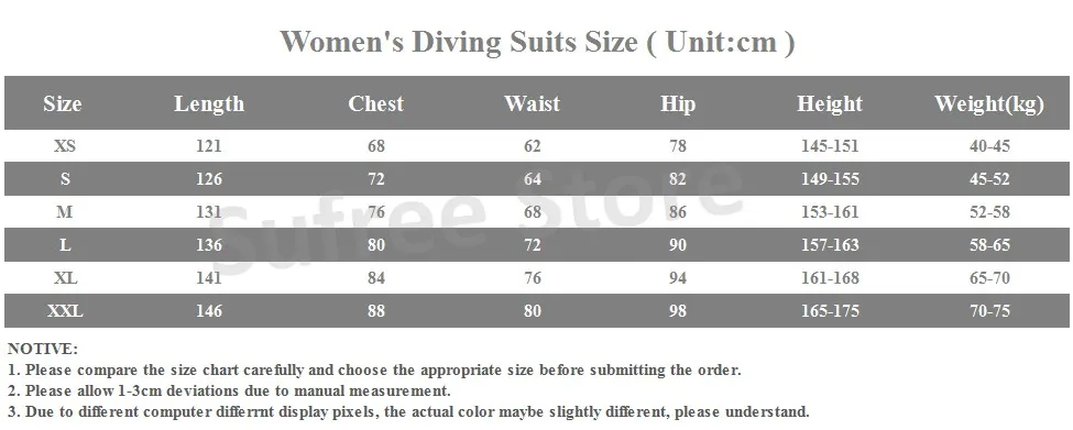 Hisea 3MM Neoprene Women's Diving Suits One-Piece Wetsuit Full Body Hunting Swimming Suits for Lady size
