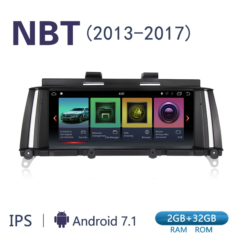 ID7 Android 7,1 автомобильный Радио мультимедийный плеер gps Navi для BMW X3 F25(2010-) для BMW X4 F26(-) CIC NBT - Цвет: NBT