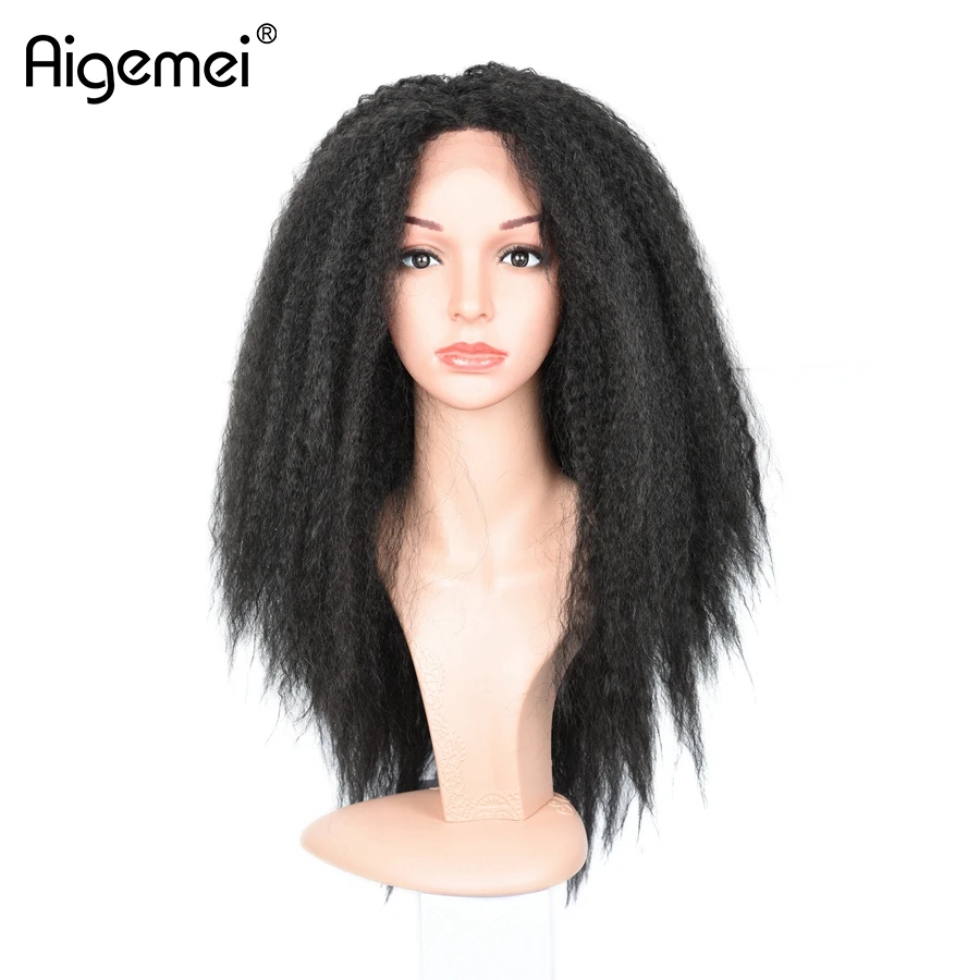 Aigemei термостойкие Кружево парик 18 дюймов Одежда высшего качества странный прямо из синтетических Синтетические волосы на кружеве парик