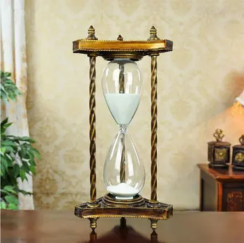 

Bronze Color 34.5CM Lozenge 60Mins Sand Timer Sand Clock Glass Hourglass Home Office Decoration Furnishings Ornaments