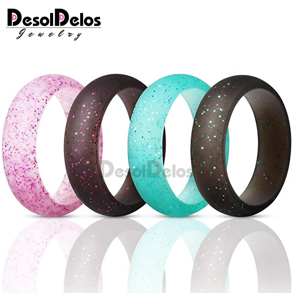 

New 4pcs/set 4-10 Size Food Grade FDA Silicone Finger Ring Hypoallergenic Crossfit Flexible Rubber Rings For Women Wedding Gift