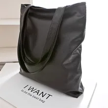 Модная многоразовая сумка для покупок из искусственной кожи черного цвета, женская большая сумка на плечо