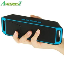 AMTERBEST Портативный беспроводной Bluetooth динамик стерео сабвуфер USB динамик s с радио и TF FM слот двойной бас звуковая коробка музыка