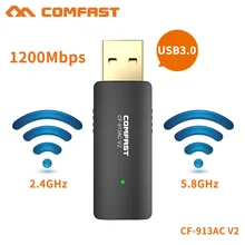 COMFAST Wifi адаптер 1200 Мбит/с USB3.0 мини и портативный 2,4G+ 5,8G беспроводной Wifi приемник для ПК ноутбук Windows XP 7 8 10 CF-913AC-V2