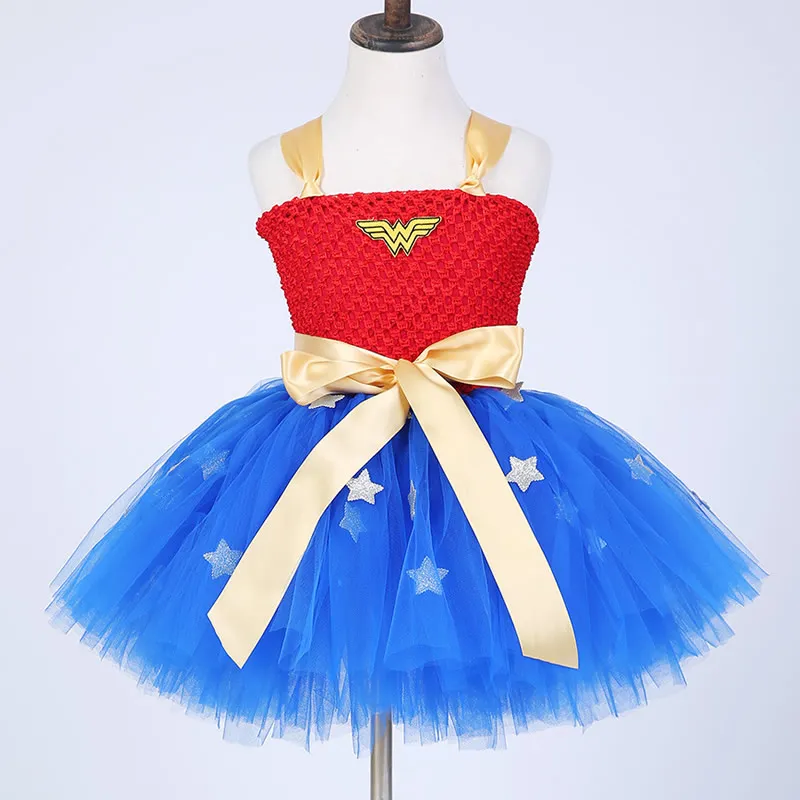 

2018 Top quality Swordswoman Flower Girl Dresses Blue and Red Bow 2-8Year Cosplay Draped Ball Gown Evening Dress Kids Party
