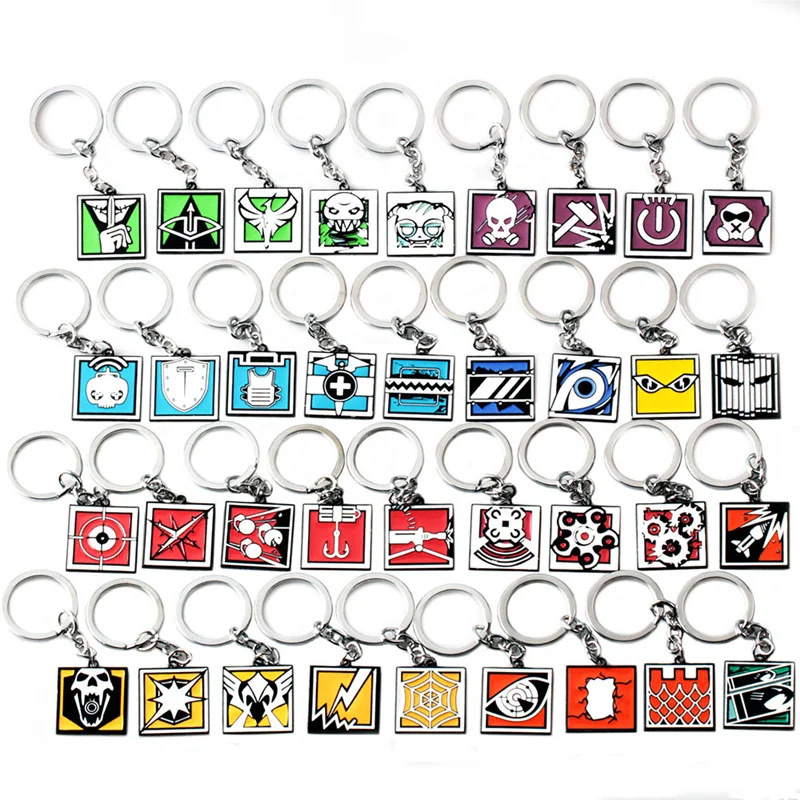 

Game Rainbow Six 6 Siege Keychain Skull gun Siege Metal Keychain Male Anime Key Ring Holder Porte Clef Gift Jewelry