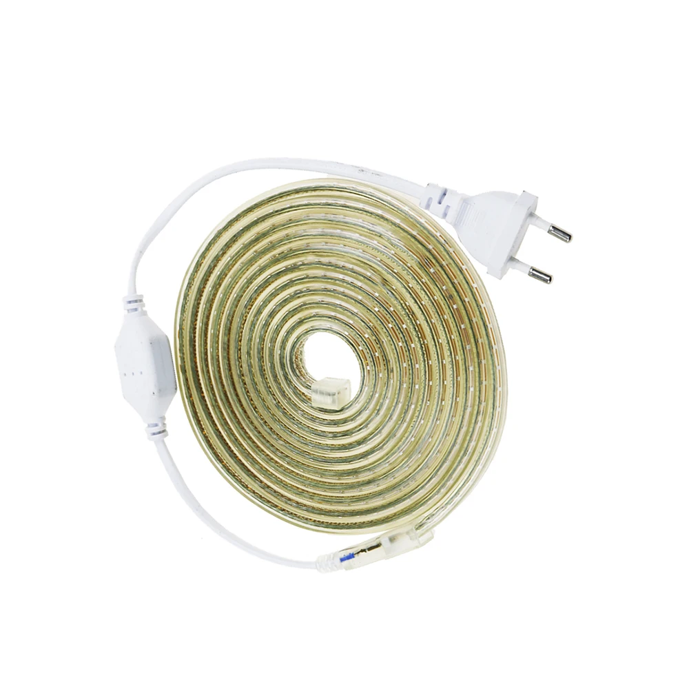 #Best 3014 Led strip AC220V SMD chip 1 25M EU Plug 120leds m flexible light IP67 Waterproof Led light home Party Garden decor JQ