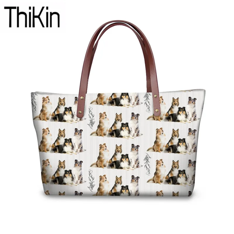 THIKIN لطيف Sheltie الطباعة حقائب النساء الثقيلة حقائب كتف السيدات الأعلى مقبض حقيبة للإناث اليد حمل أكياس الكيس على دوس THIKIN لطيف Sheltie الطباعة حقائب النساء الثقيلة حقائب كتف السيدات الأعلى مقبض حقيبة للإناث اليد حمل أكياس الكيس على دوس