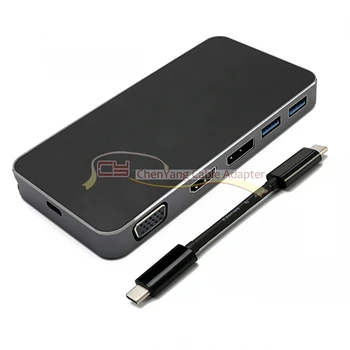 

CY Thunderbolt3 USB-C USB 3.1 to Displayport VGA HDMI USB HUB & Dual Type-C Female Power Adapter for Laptop