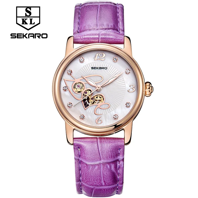 

SEKARO Luxury Women Mechanical Wristwatches Top Quality Skeleton Watch Women Watch mechanical Women's Clock For Love Gift