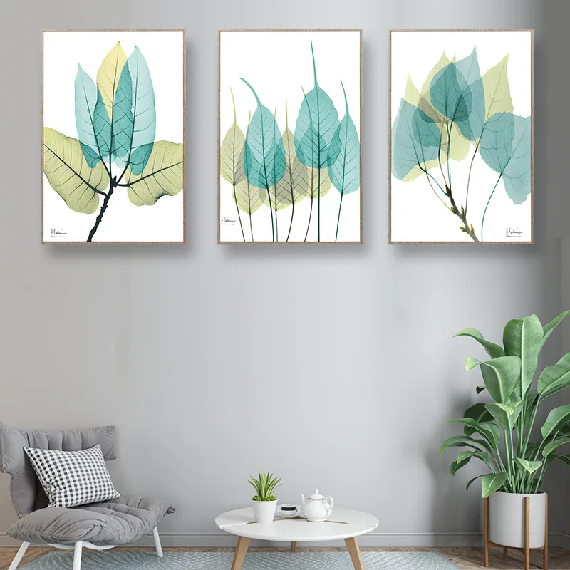 Nordic A4 Fresh Transparent Plant Leaves Creative Abstract Wall Art Poster Style Canvas Painting Home Decor Cactus | Дом и сад