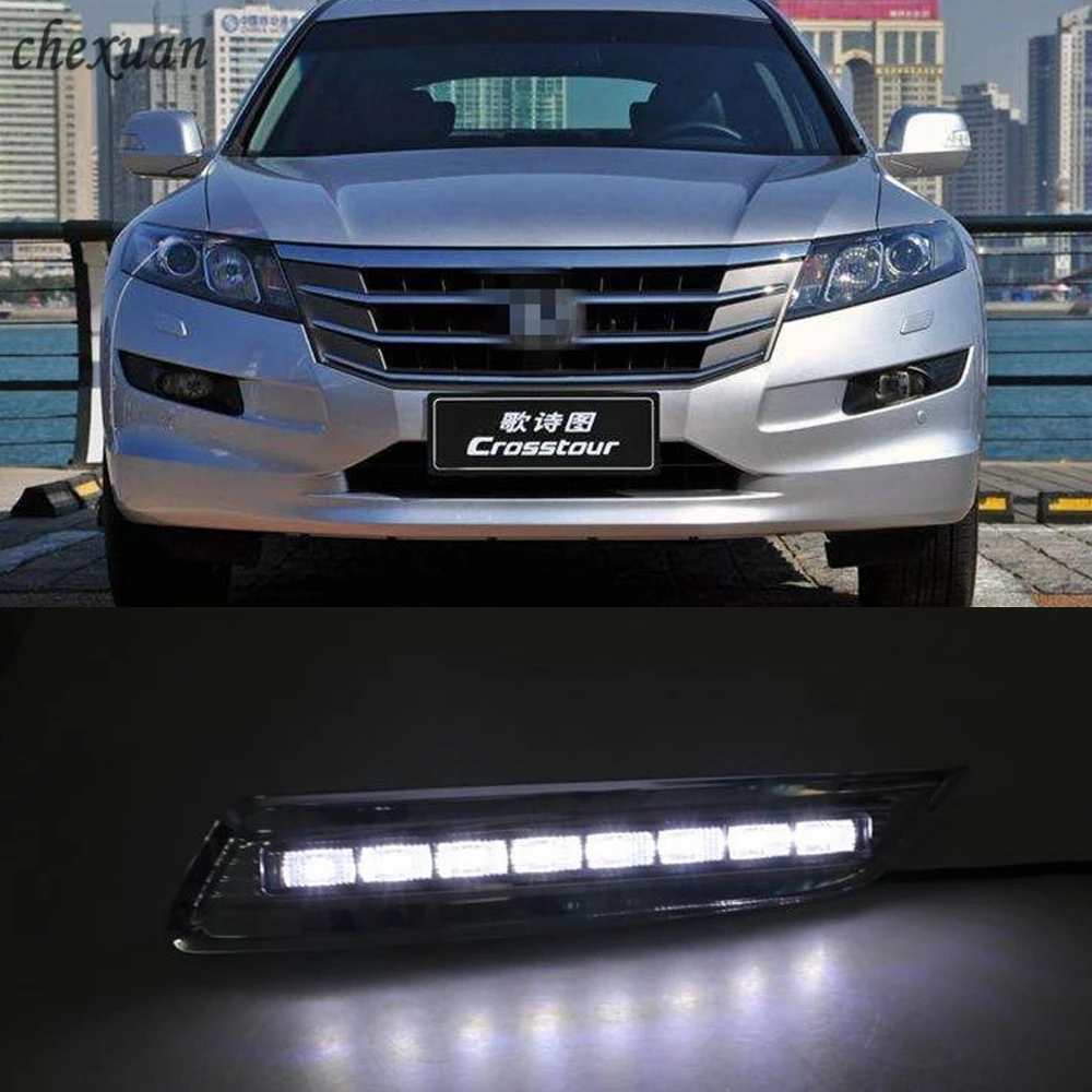 

CSCSNL 1 set LED DRL Daytime Running Lights 12V ABS Fog Lamps Cover Headlight Accessories For Honda Crosstour 2011 2012 2013
