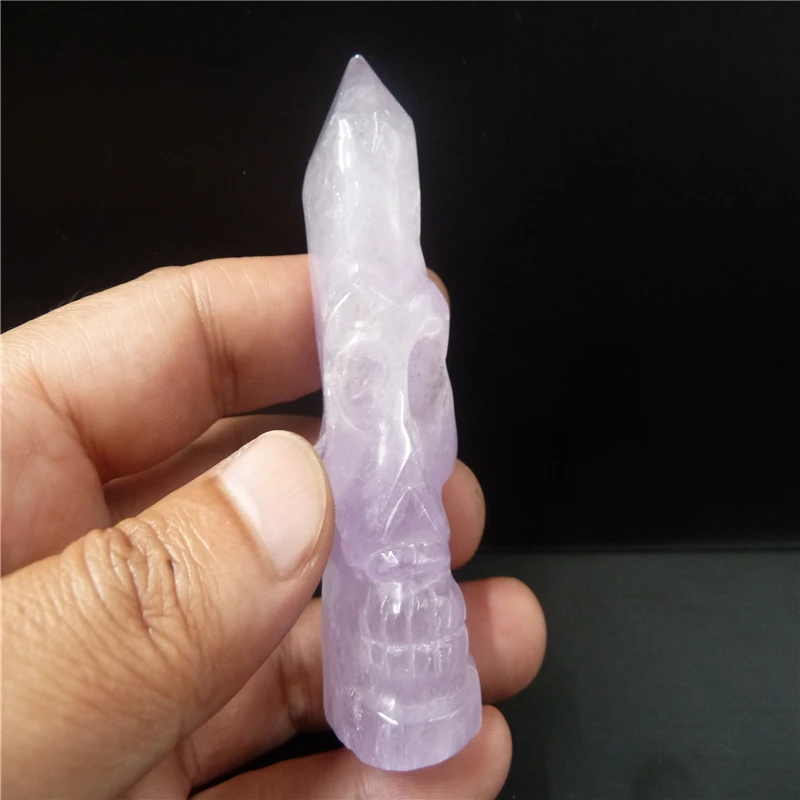

NATURAL Amethyst QUARTZ CRYSTAL WAND skull T333
