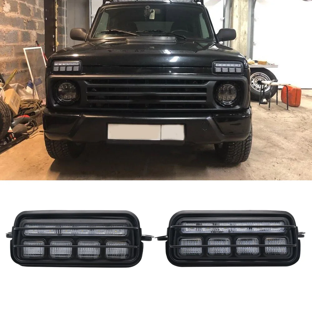 

For Lada Niva 4X4 1995 LED DRL Lights With Running Turn Signal PMMA / ABS Plastic Function Accessories Car Styling Tuning
