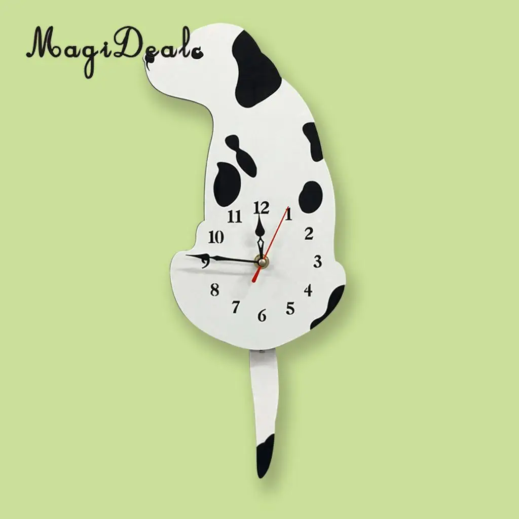 Kids Room Wagging Labrador Dog Clock Tail Swinging Cartoon Puppy Wall Clock Time Watch for Livingroom Kitchen Bedroom	