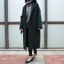 Женское осенне-зимнее шерстяное пальто, однотонное пальто с длинным рукавом, женское однобортное пальто, верхняя одежда/