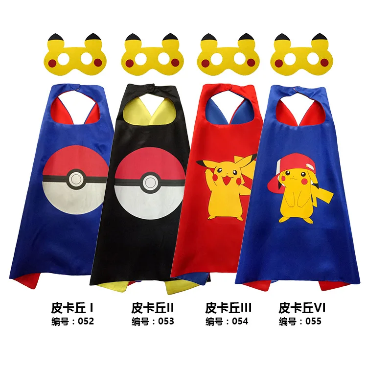 

pokemon cape +mask ash costume pikachu costume kids cape Pokemon GO costume party Favors holloween cosplay birthday costume