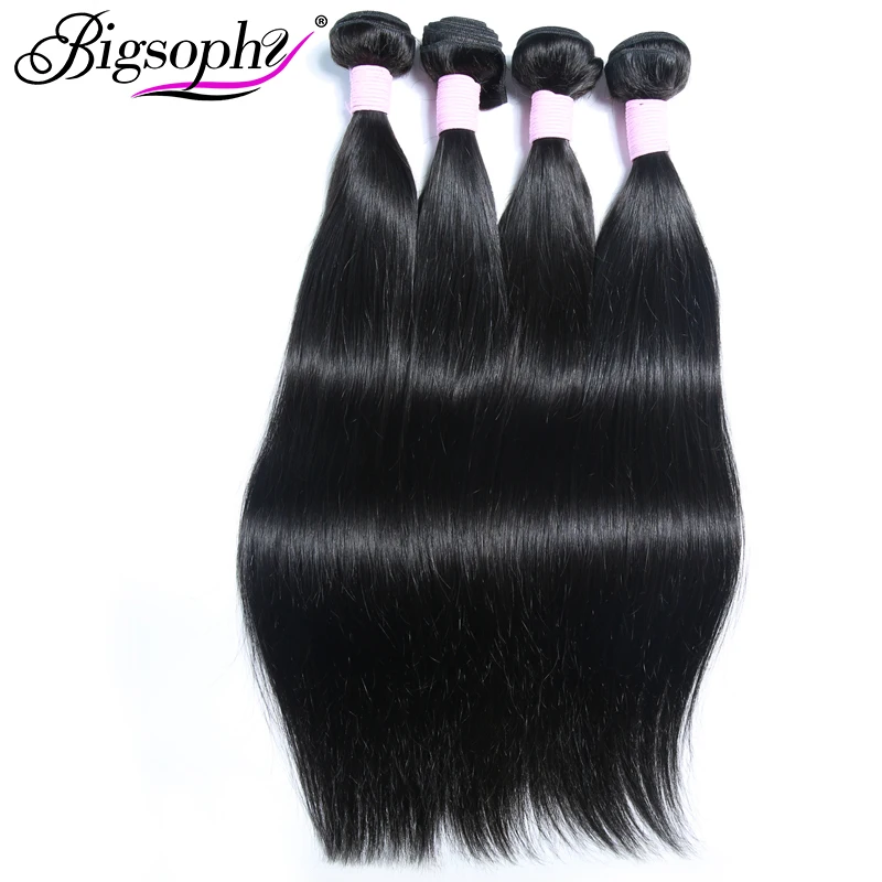 Bigsophy перуанские волосы волнистые пучки прямые натуральные волосы 3 пучки сделки Реми волосы расширения натуральный цвет оригинальный уток