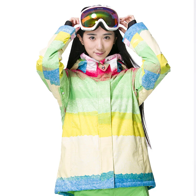 

Professional Woman Patchwork Outdoor Sports Breathable Waterproof Windproof Hooded Snow Jacket Lady Thermal Snowboard SkiingCoat
