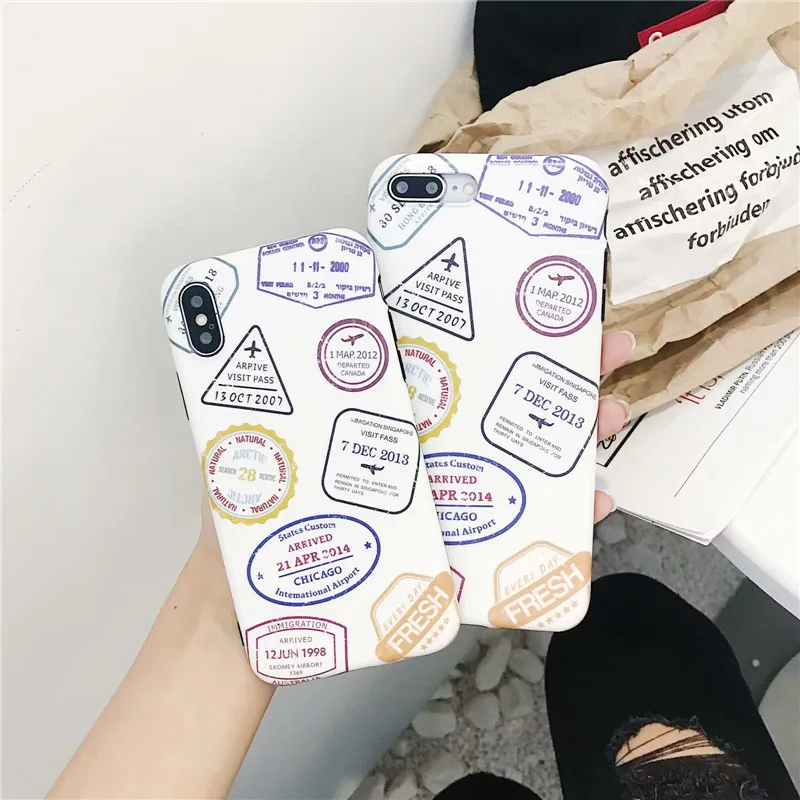

Retro world travel aviation label phone case for coque iPhone 7 6 6s plus shell for iphone 8 case silicone for iPhone cover X XS