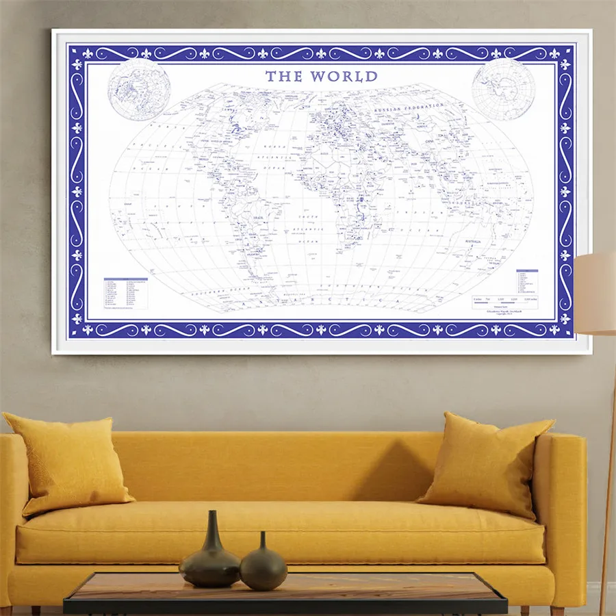 Concise Bluedelf World Map Print Picture Canvas Wall Sticker Poster Bar Home Cafe Decoration High-End Exquisite Design | Дом и сад