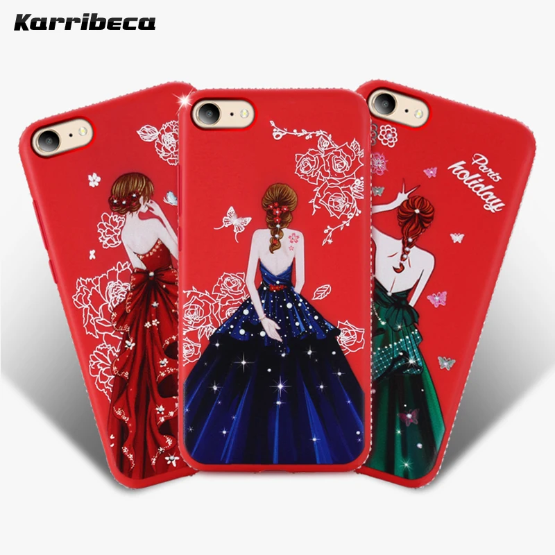 dress girl silicone case iphone 6 s 7 8 plus (8)