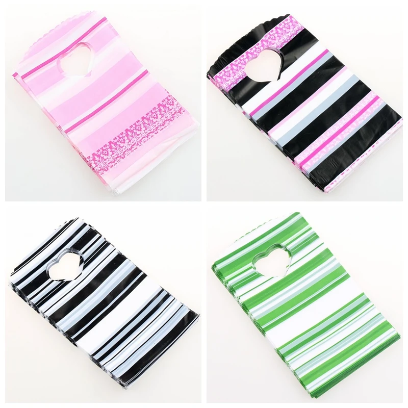 

4Colors Black Green Clear Strip Flower Plastic Bag Jewelry Gift Bag Jewelry Pouches GB004 100pcs 15X9cm