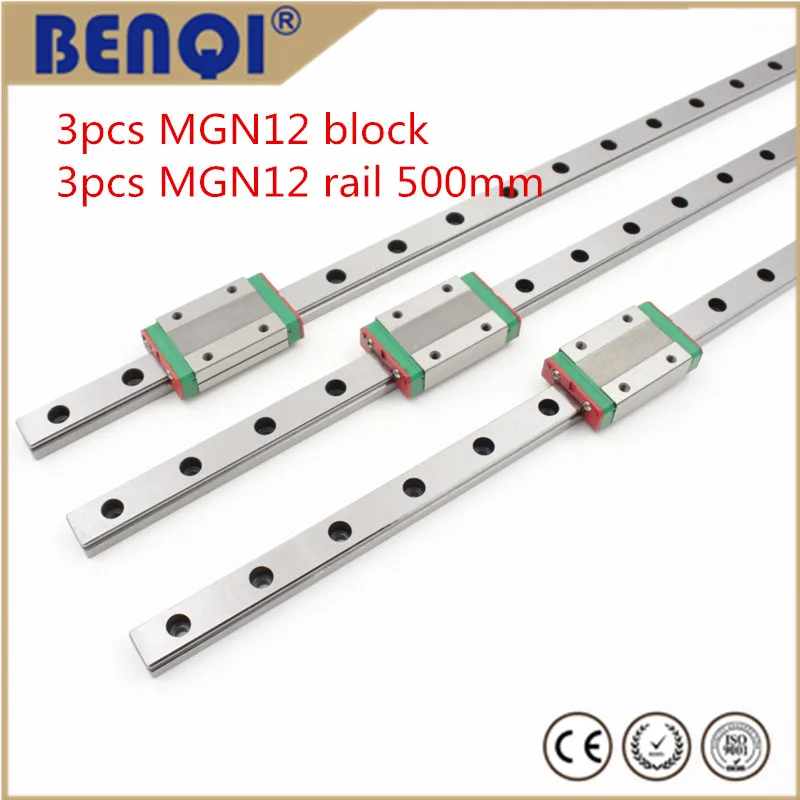 

Hot selling linear guide 3pcs mgn12 rail- L500mm + MGN12H block for 3d printer
