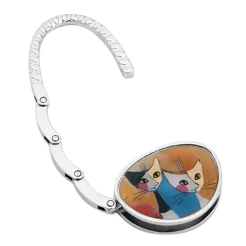 

1PC Cute Lovely Folding Foldable Cat Handbag Bag Purse Table Hook Hanger 65 X 45 Mm Holder Black White Blue