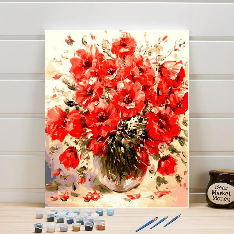 

Paint Coloring By Numbers Flower Acrylic DIY Still Life Painting On Canvas Pictures For Living Room Wall Decoration Art Drawing