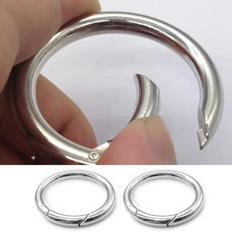 

28MM Silver Zinc Alloy Circle Round Carabiner Camping Spring Snap Clip Hook Keychain Camping Climbing Hiking Outdoor tool 6pcs