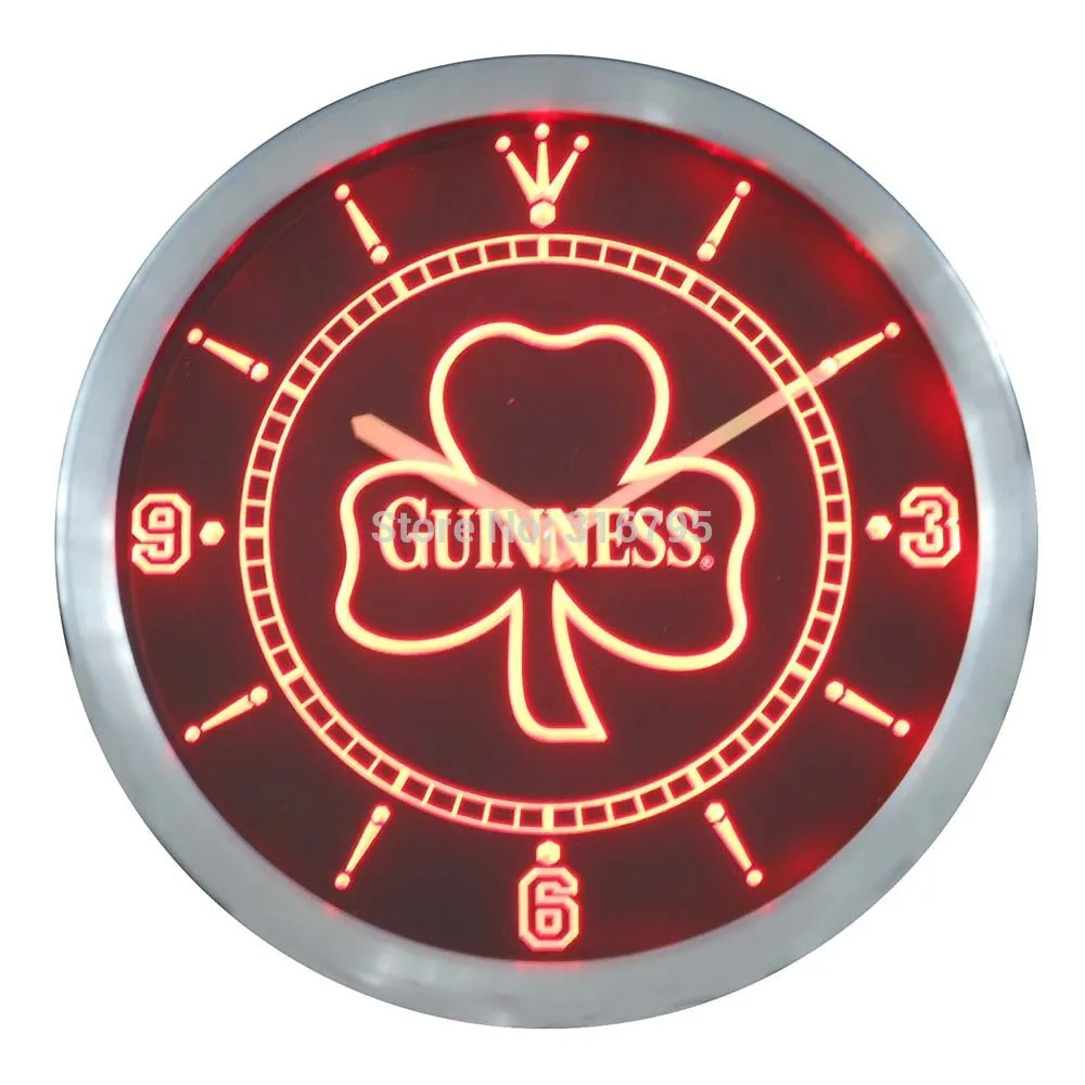  nc0004 Guinness Shamrock Beer Ale Bar Neon Light Signs LED Wall Clock - 32843820770