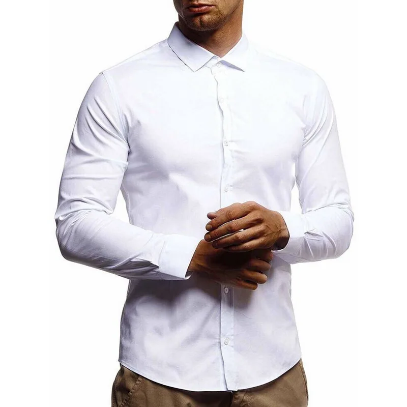 Laamei, мужские рубашки, Camisa Masculina, рубашка с длинным рукавом, мужская, Корейская, приталенная, дизайнерская, формальная, повседневная, мужская рубашка, размер M-3XL - Цвет: white