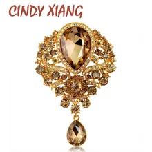 CINDY XIANG-broches en cristal pour femmes, grandes broches en forme de goutte d'eau, bijoux, Vintage, pendentifs, Style élégant, fête de mariage, fête