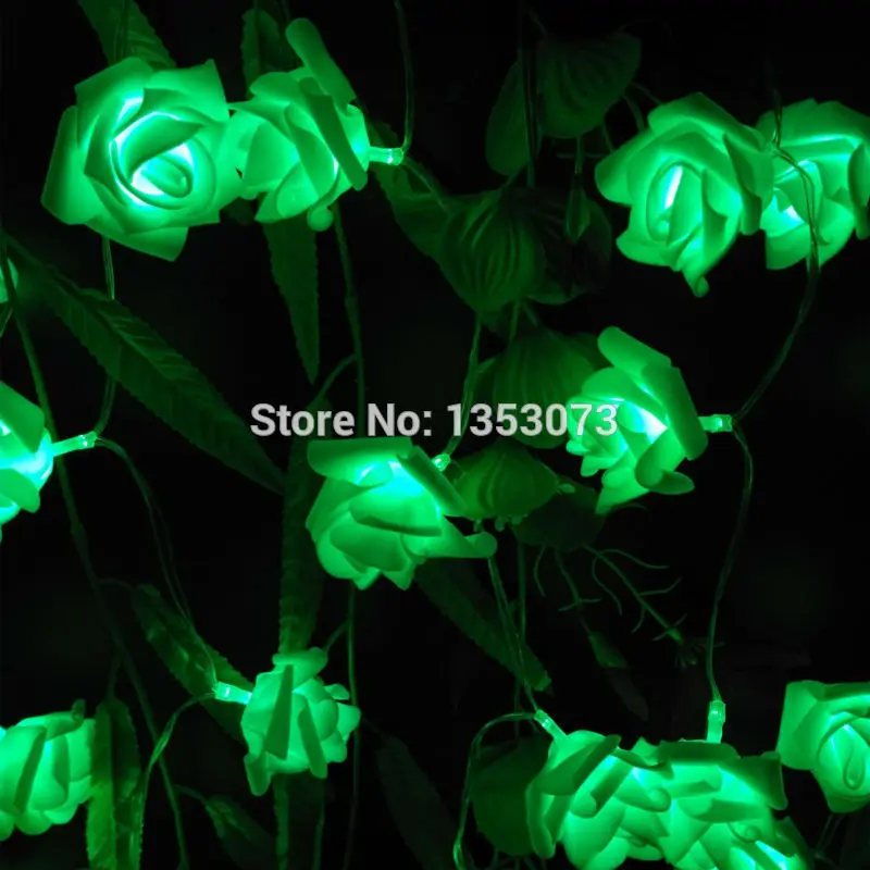Rose Flower LED Valentines Day String Lights Colorful Rosa Christmas Festival Party Garden Bedroom lumiere - green lighting 1-2