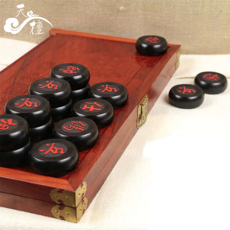 

BSTFAMLY Chinese Chess Rosewood Fold 32Pcs/Set Old Game of Go Xiang Qi International Checkers Folding Toy Gifts No Magnetic LC19