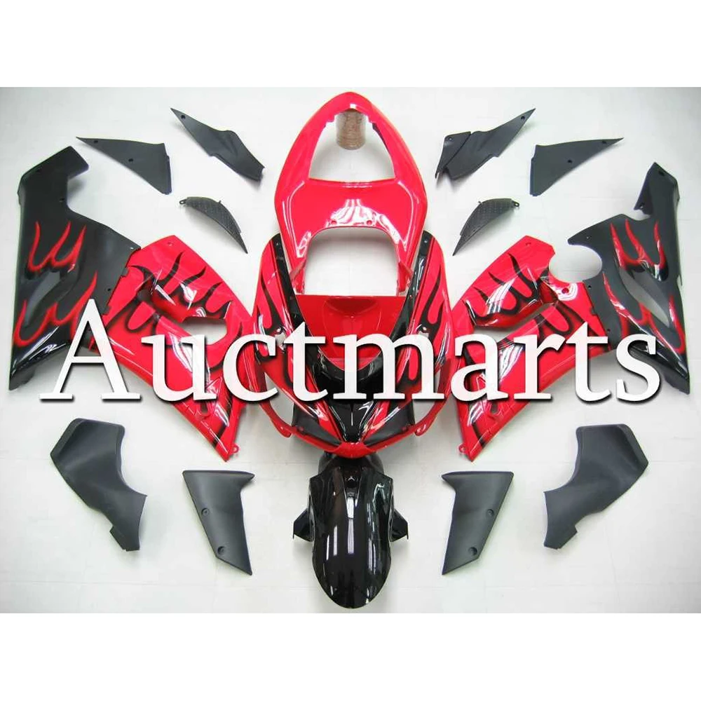 Full Fairings For 2005 2006 Kawasaki ZX6R High Quality Bodywork ABS Injection Ninja Red Black Flame Cowling Cover | Автомобили и