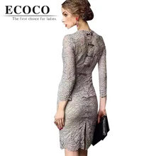 Sexy Club Elegant Sheath Solid 3/4 Sleeve Back Bow Hollow Out Knee-length Regular Natural Summer Lace Dress Red Grey Black D216
