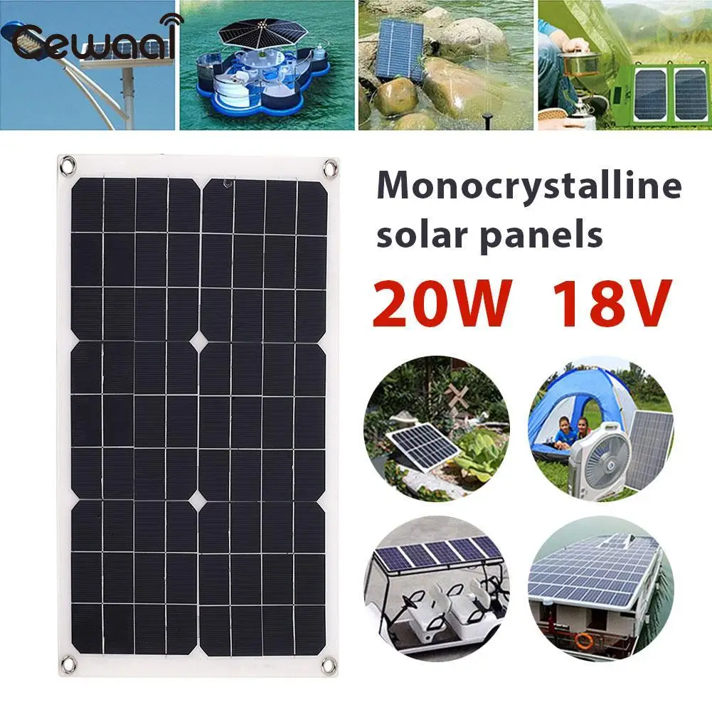 

Outdoor Solar Panel 20W 18V Emergency Power Supply Portable Solar Charging Solar Generator USB+DC Port Car Battery Chargiing