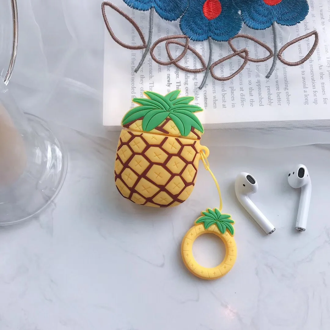 3D чехол для наушников Durian для Apple Airpods 2 Чехол милый силиконовый чехол с принтом авокадо для Apple Air Pods чехол милые аксессуары брелок