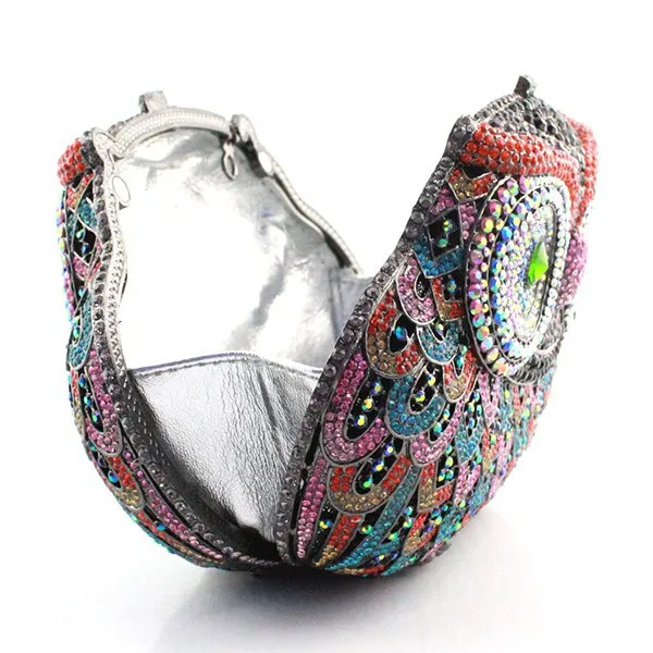 Многоцветная Сова Форма кристалл металлический вечерний свадебный Дамский модный Свадебный жесткий клатч сумка